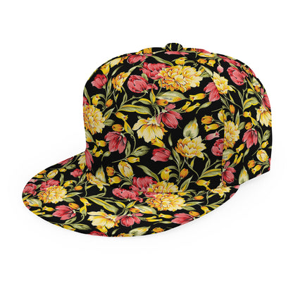 Red And Yellow Flowers Print Snapback Cap