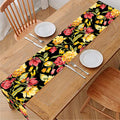 Red And Yellow Flowers Print Table Runner