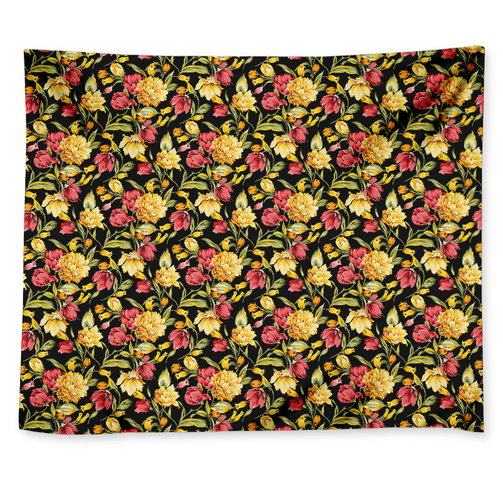 Red And Yellow Flowers Print Tapestry