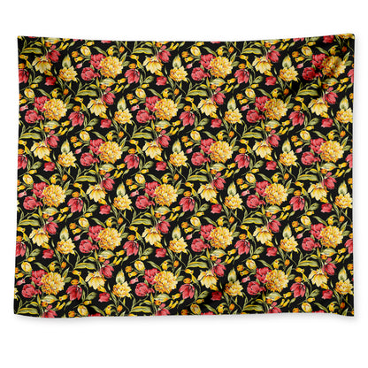 Red And Yellow Flowers Print Tapestry