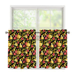 Red And Yellow Flowers Print Tier Curtains