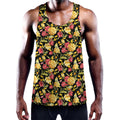 Red And Yellow Flowers Print Men's Workout Tank Top