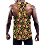 Red And Yellow Flowers Print Training Tank Top