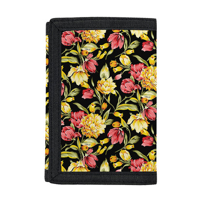 Red And Yellow Flowers Print Trifold Wallet