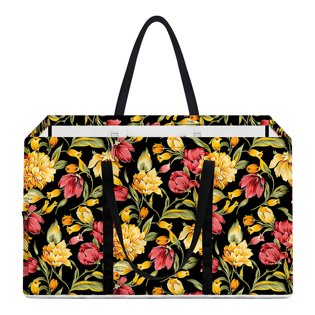 Red And Yellow Flowers Print Utility Tote Bag