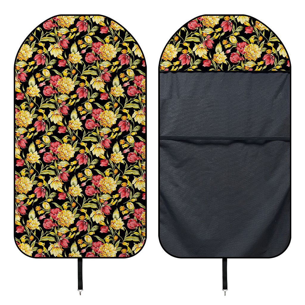 Red And Yellow Flowers Print Waterproof Car Seat Cover