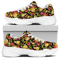 Red And Yellow Flowers Print White Chunky Shoes