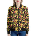 Red And Yellow Flowers Print Women's Bomber Jacket