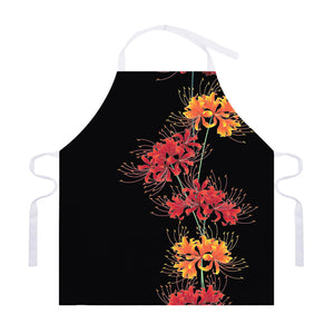 Red And Yellow Japanese Amaryllis Print Adjustable Apron