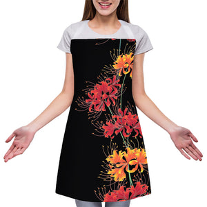 Red And Yellow Japanese Amaryllis Print Adjustable Apron