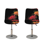 Red And Yellow Japanese Amaryllis Print Bar Stool Covers