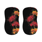Red And Yellow Japanese Amaryllis Print Bar Stool Covers