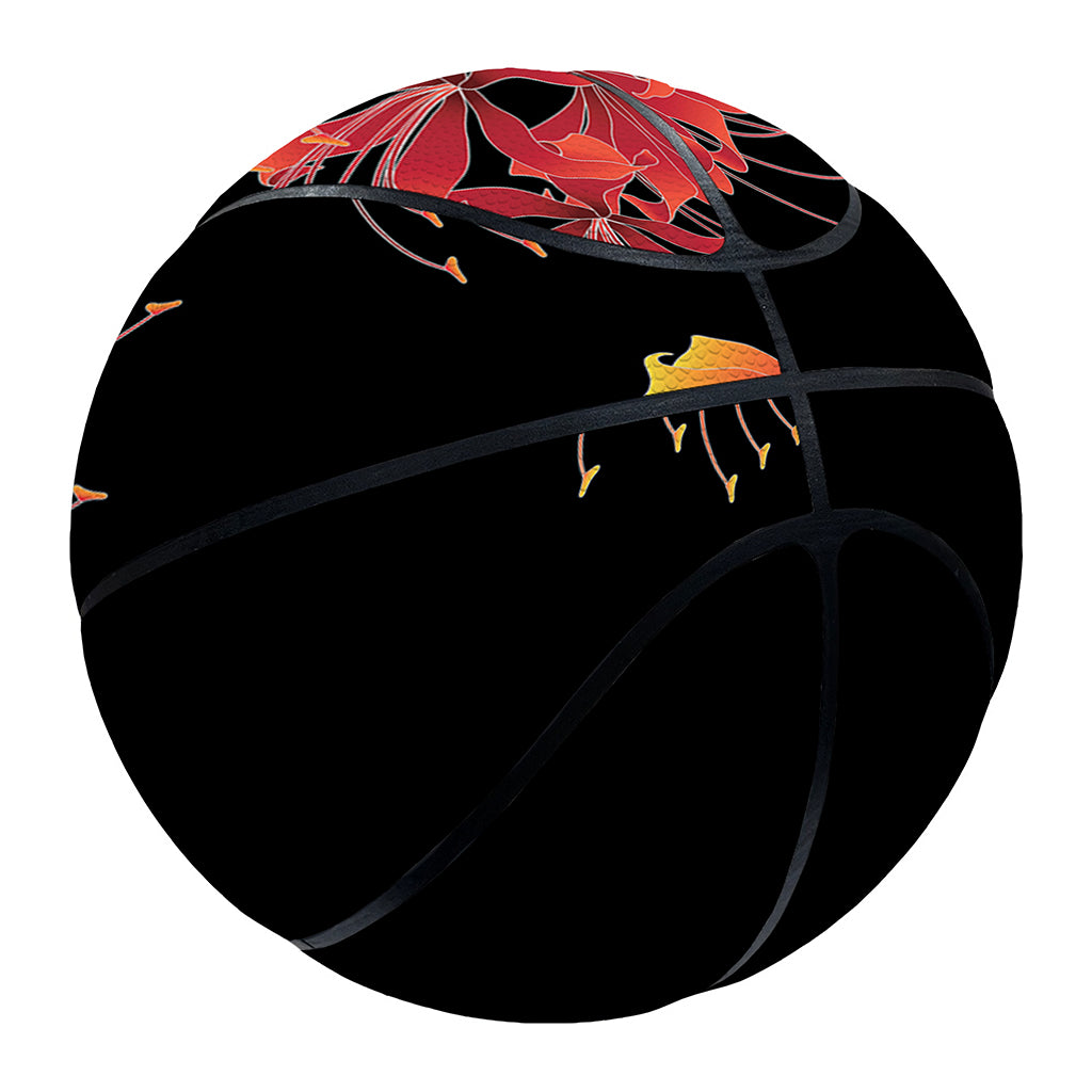 Red And Yellow Japanese Amaryllis Print Basketball
