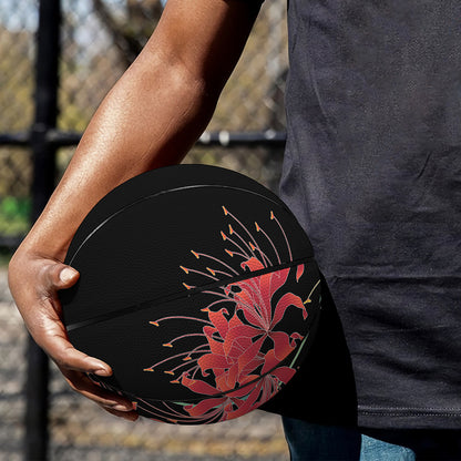 Red And Yellow Japanese Amaryllis Print Basketball