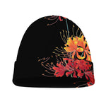 Red And Yellow Japanese Amaryllis Print Beanie