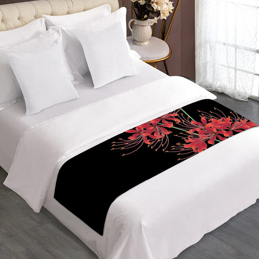 Red And Yellow Japanese Amaryllis Print Bed Runner
