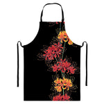 Red And Yellow Japanese Amaryllis Print Bib Apron With Pocket