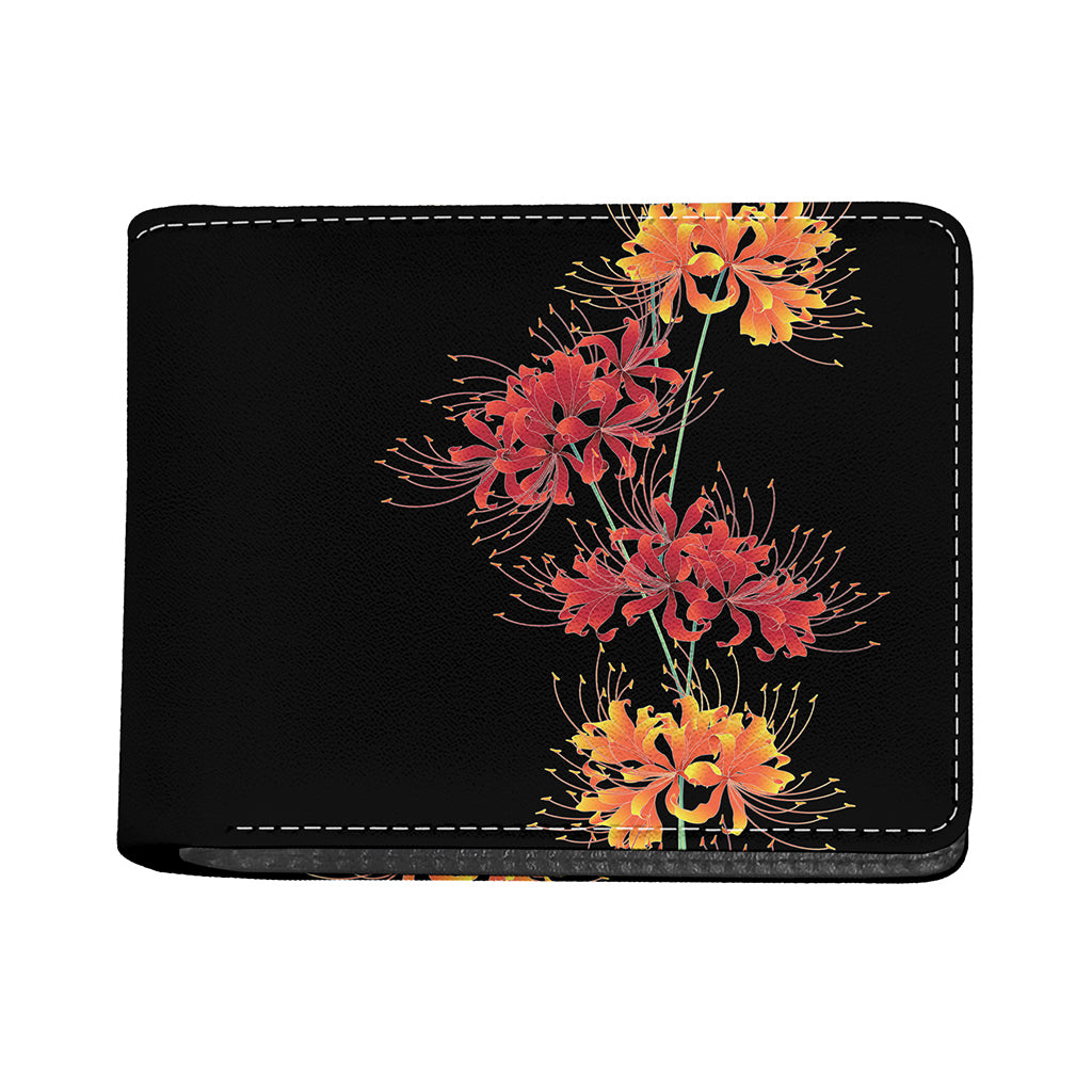 Red And Yellow Japanese Amaryllis Print Bifold Wallet