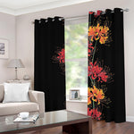 Red And Yellow Japanese Amaryllis Print Blackout Grommet Curtains