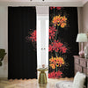 Red And Yellow Japanese Amaryllis Print Blackout Pencil Pleat Curtains