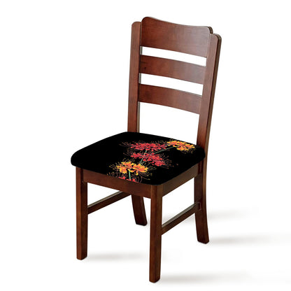Red And Yellow Japanese Amaryllis Print Chair Cushion Cover
