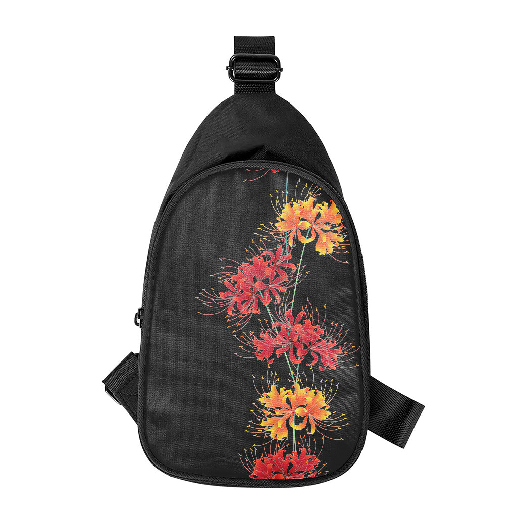 Red And Yellow Japanese Amaryllis Print Chest Bag