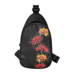 Red And Yellow Japanese Amaryllis Print Chest Bag