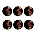 Red And Yellow Japanese Amaryllis Print Coaster Set