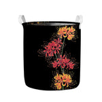 Red And Yellow Japanese Amaryllis Print Collapsible Laundry Basket