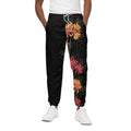 Red And Yellow Japanese Amaryllis Print Cotton Sweatpants