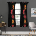 Red And Yellow Japanese Amaryllis Print Grommet Curtain Panels