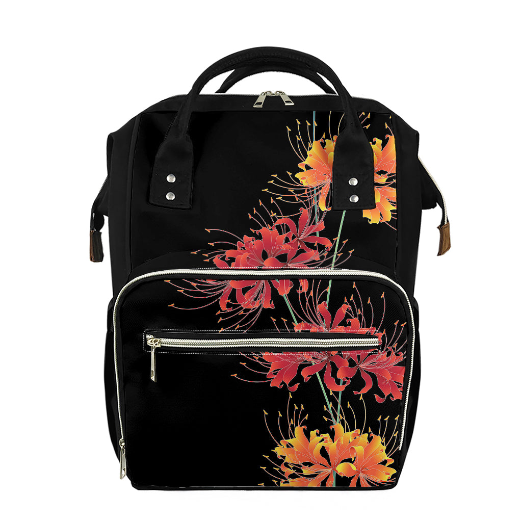 Red And Yellow Japanese Amaryllis Print Diaper Bag