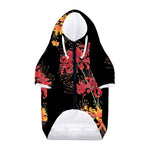 Red And Yellow Japanese Amaryllis Print Dog Zip Up Hoodie