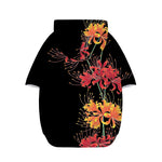 Red And Yellow Japanese Amaryllis Print Dog Zip Up Hoodie