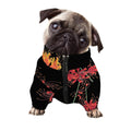 Red And Yellow Japanese Amaryllis Print Dog Zip Up Jacket