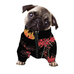 Red And Yellow Japanese Amaryllis Print Dog Zip Up Jacket