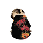 Red And Yellow Japanese Amaryllis Print Dog Zip Up Jacket