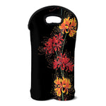 Red And Yellow Japanese Amaryllis Print Double Neoprene Wine Tote
