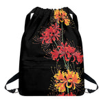 Red And Yellow Japanese Amaryllis Print Drawstring Backpack