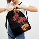 Red And Yellow Japanese Amaryllis Print Drawstring Backpack