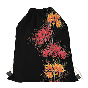 Red And Yellow Japanese Amaryllis Print Drawstring Bag