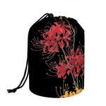 Red And Yellow Japanese Amaryllis Print Drawstring Makeup Bag