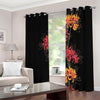 Red And Yellow Japanese Amaryllis Print Extra Wide Grommet Curtains