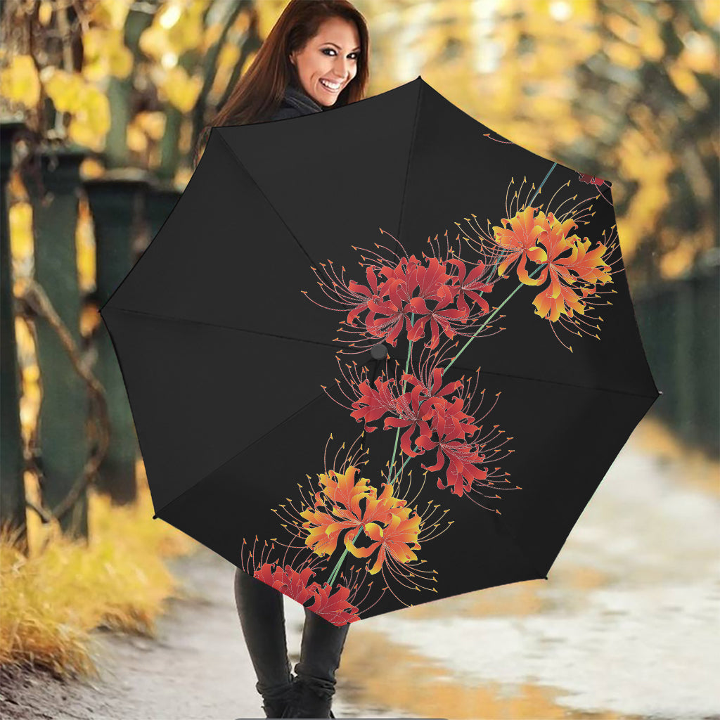 Red And Yellow Japanese Amaryllis Print Foldable Umbrella