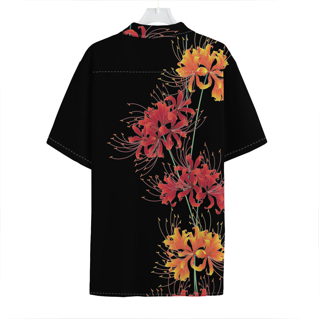 Red And Yellow Japanese Amaryllis Print Hawaiian Shirt