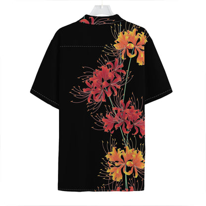 Red And Yellow Japanese Amaryllis Print Hawaiian Shirt