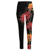 Red And Yellow Japanese Amaryllis Print High-Waisted Pocket Leggings