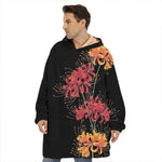 Red And Yellow Japanese Amaryllis Print Hoodie Blanket