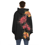 Red And Yellow Japanese Amaryllis Print Hoodie Blanket