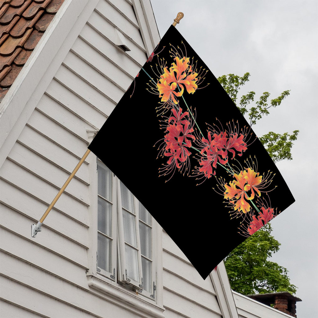 Red And Yellow Japanese Amaryllis Print House Flag